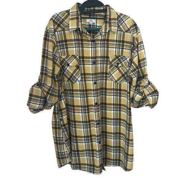 Plaid yellow versatile women’s flannel size 2XL Matchstick - Picture 3 of 7